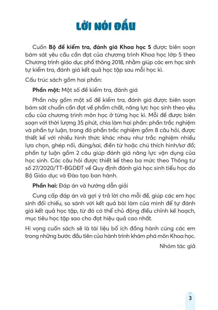 BỘ ĐỀ KIỂM TRA, ĐÁNH GIÁ KHOA HỌC LỚP 5 (Theo chương trình GDPT 2018)